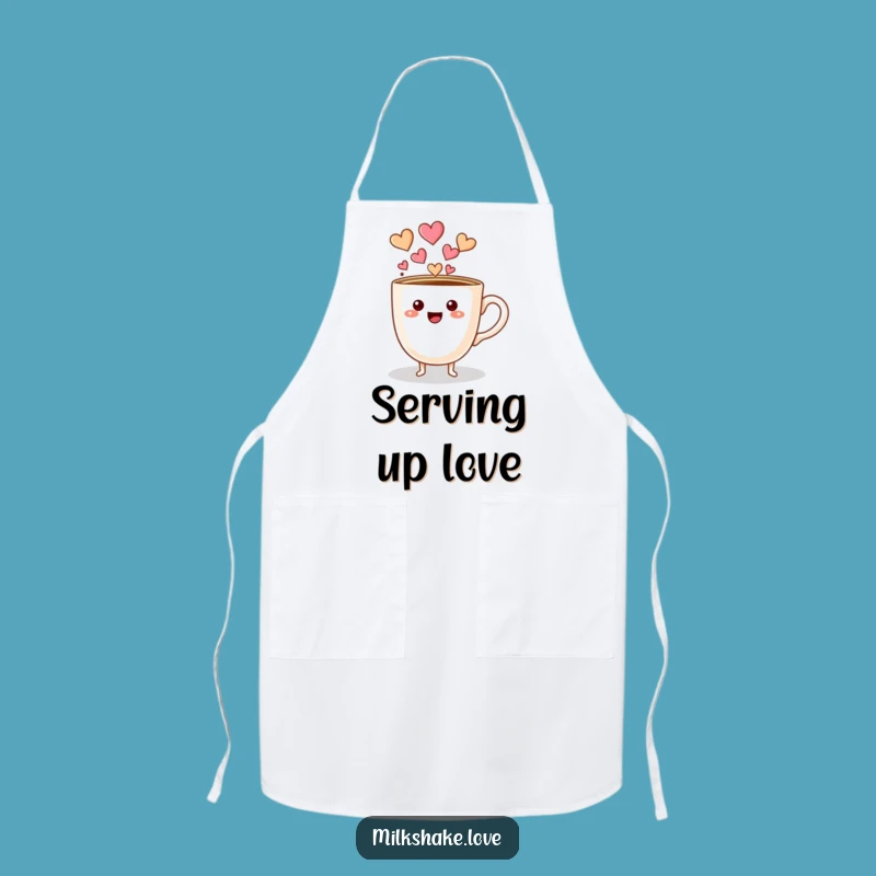 Funny Coffee Cup Hearts Apron, Kitchen Love for Coffee Enthusiasts