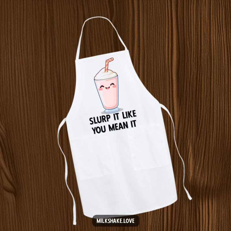 Funny Apron featuring a happy straw wiggling with joy, designed for kitchen protection and adding a cheerful touch.