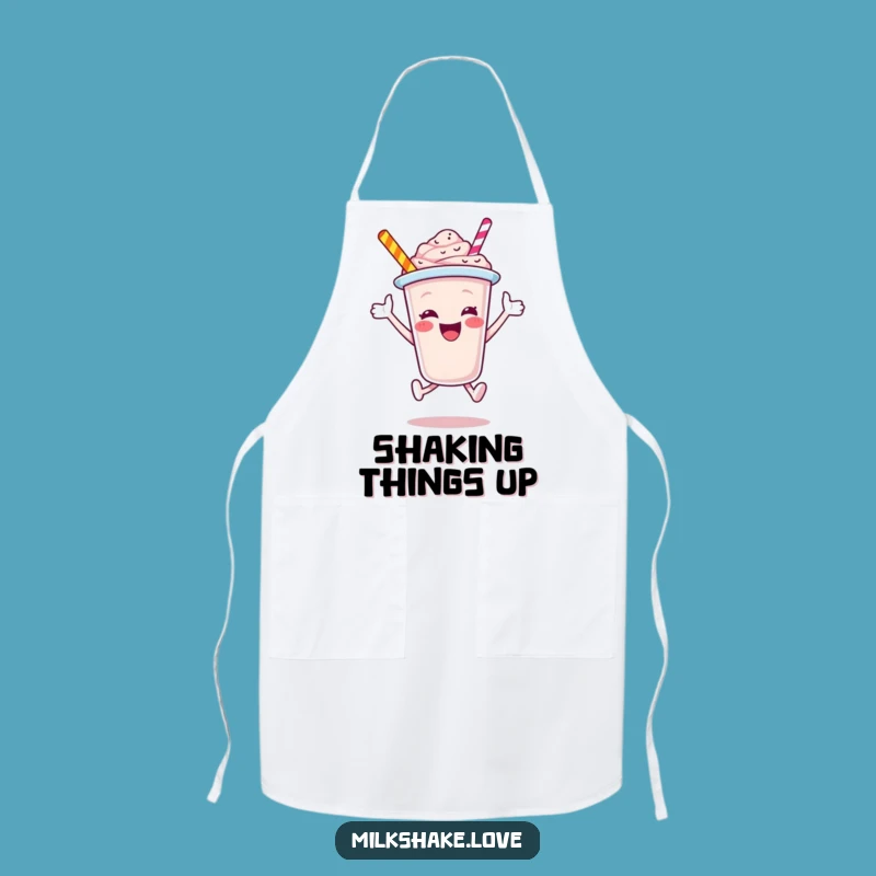 Funny Jubilant Milkshake Cup Leaping Apron - Kitchen Fun for Cooks