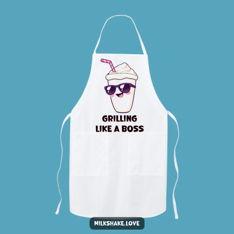 Funny Kawaii Milkshake Apron: Cool Character with Sunglasses - Kitchen Cool Gift!