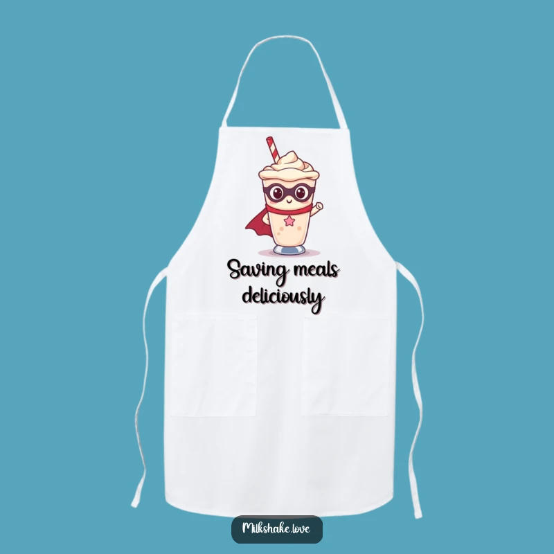 Funny Kawaii Milkshake Superhero Apron - Cook with Courage & Humor