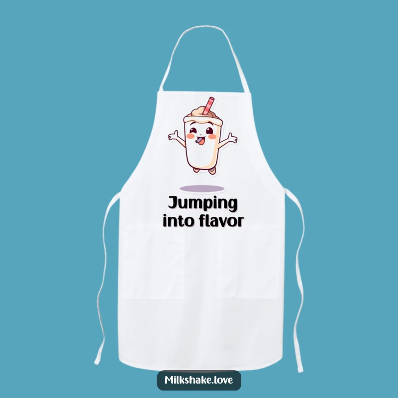 Funny Jumping Milkshake Apron: Character with Straw - Kitchen Fun Gift!