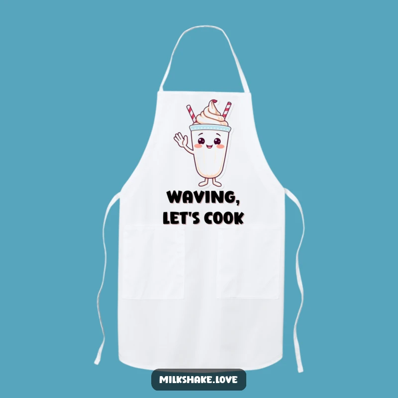 Funny Waving Milkshake Apron - Kitchen Greetings, Perfect Funny Gift For Cooks