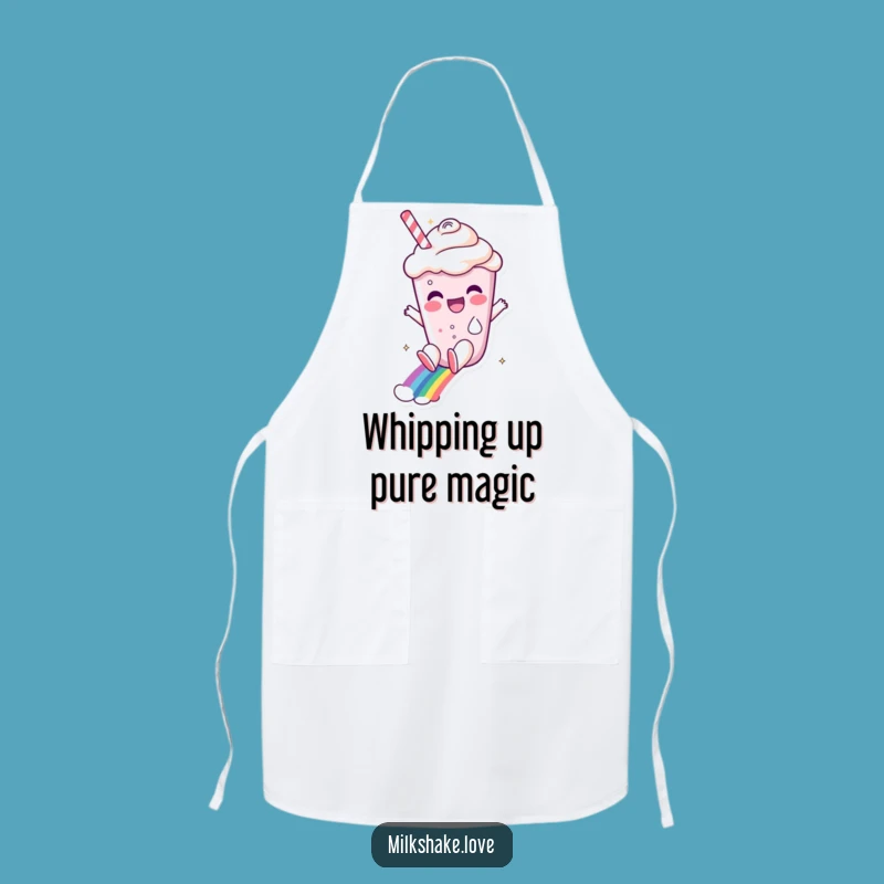 Funny Milkshake Rainbow Slide Apron: Cook with Joyful, Sweet Kitchen Vibes