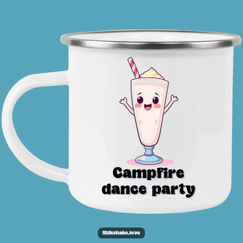 Durable Funny Kawaii Milkshake Camping Mug: Happy Dance Outdoor Cup, Sweet Gift