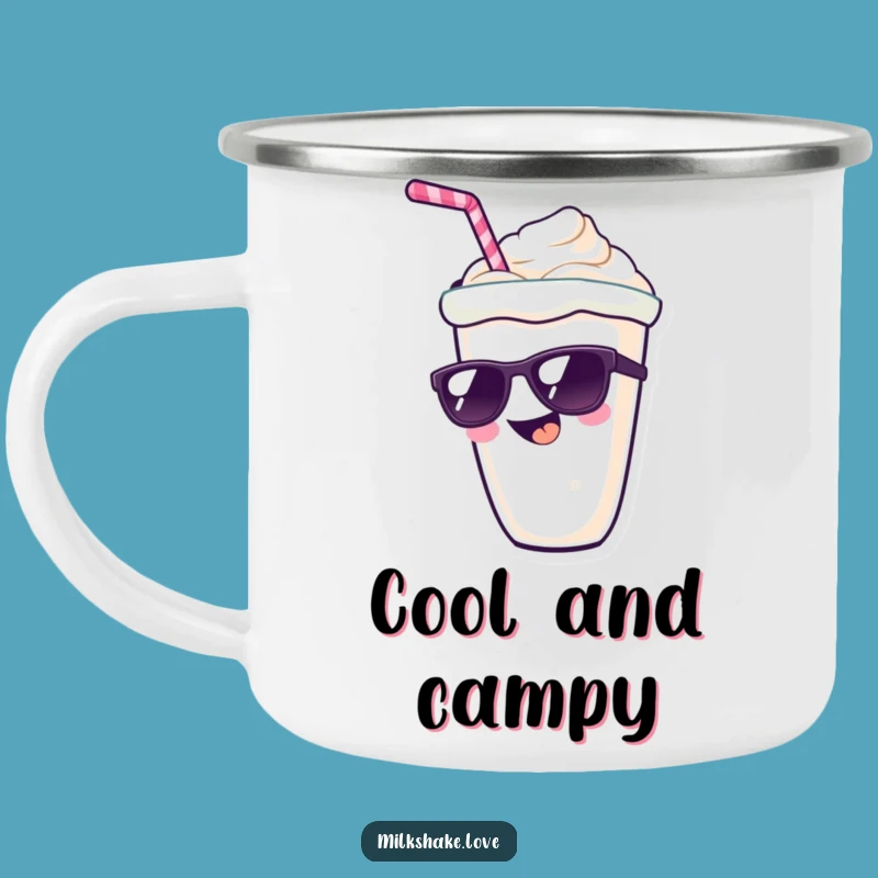Funny Kawaii Milkshake Camping Mug: Cool Character with Sunglasses - Outdoor Cool Gift!