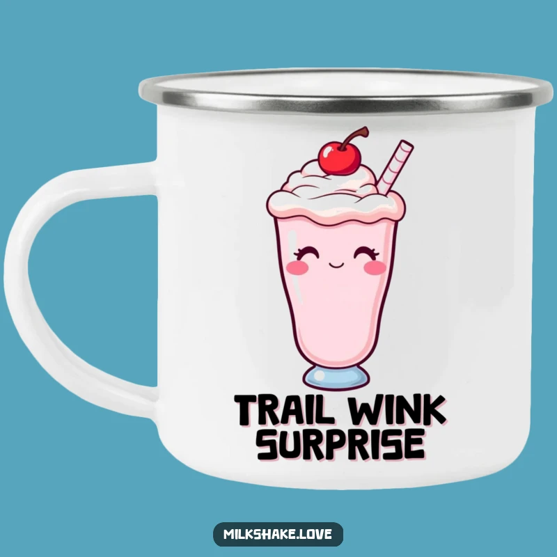 Durable Funny Kawaii Milkshake Camping Mug: Winking Cherry Outdoor Cup, Sweet Gift