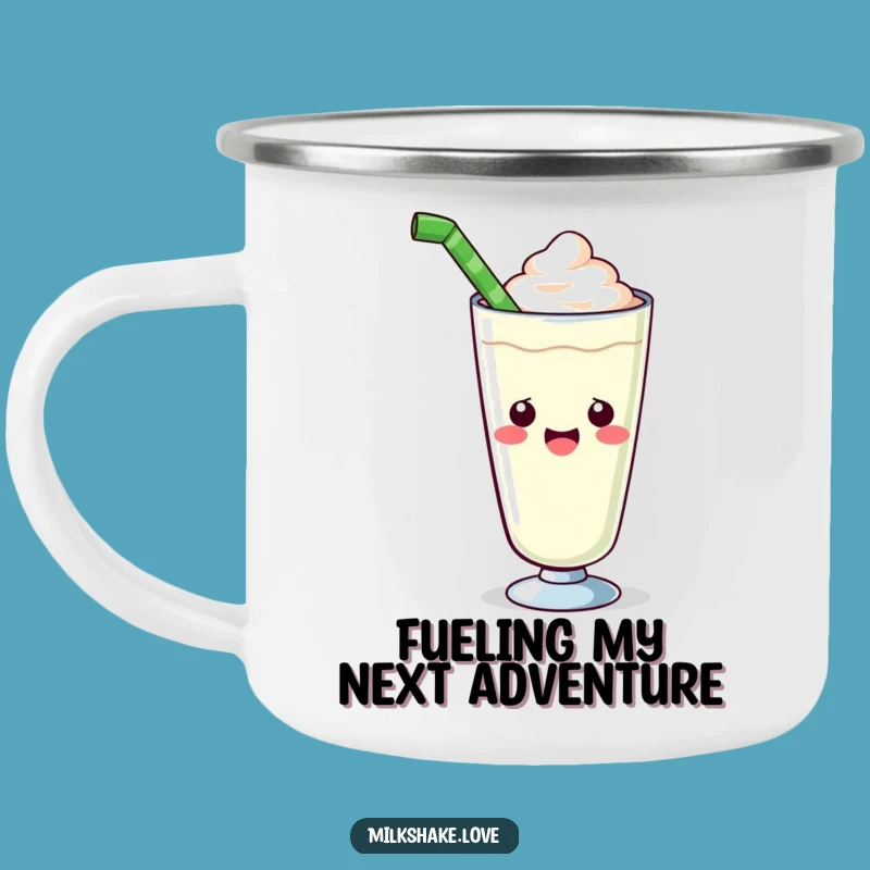 Funny Kawaii Milkshake Camping Mug - Giant Straw Adventure