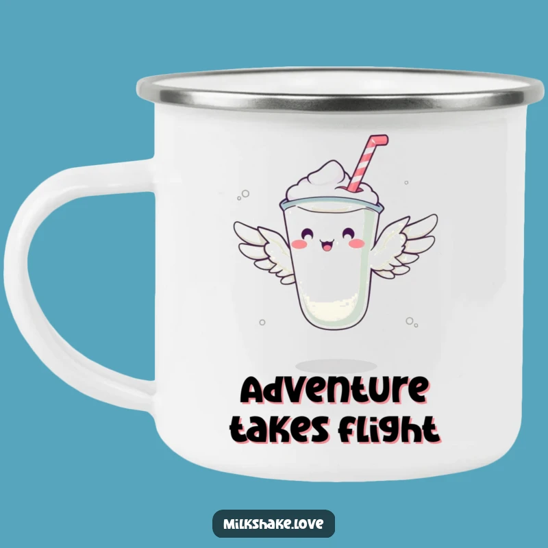 Funny Flying Milkshake Camping Mug: Adventure Fuel with Hilarious Dessert Flight