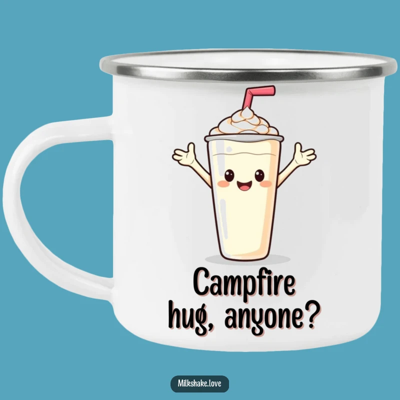 Funny Friendly Milkshake Camping Mug - Waving Hello Outdoor Companion