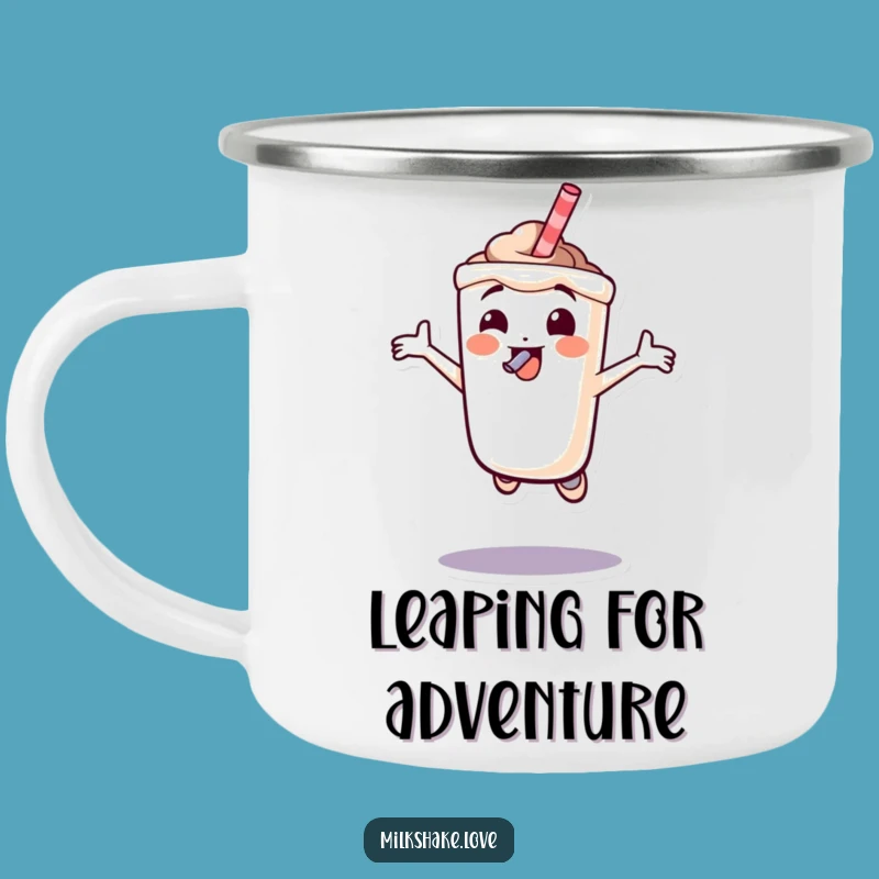 Funny Jumping Milkshake Camping Mug: Character with Straw - Outdoor Adventure Gift!