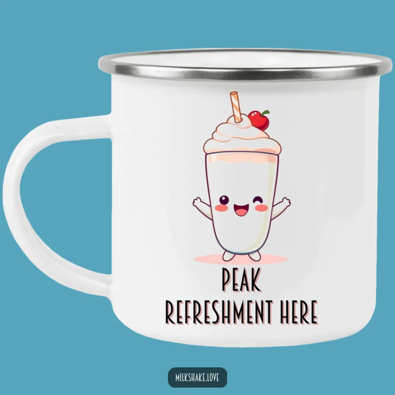 Funny Kawaii Milkshake Camping Mug: Sweet Cherry Sips on Outdoor Adventures