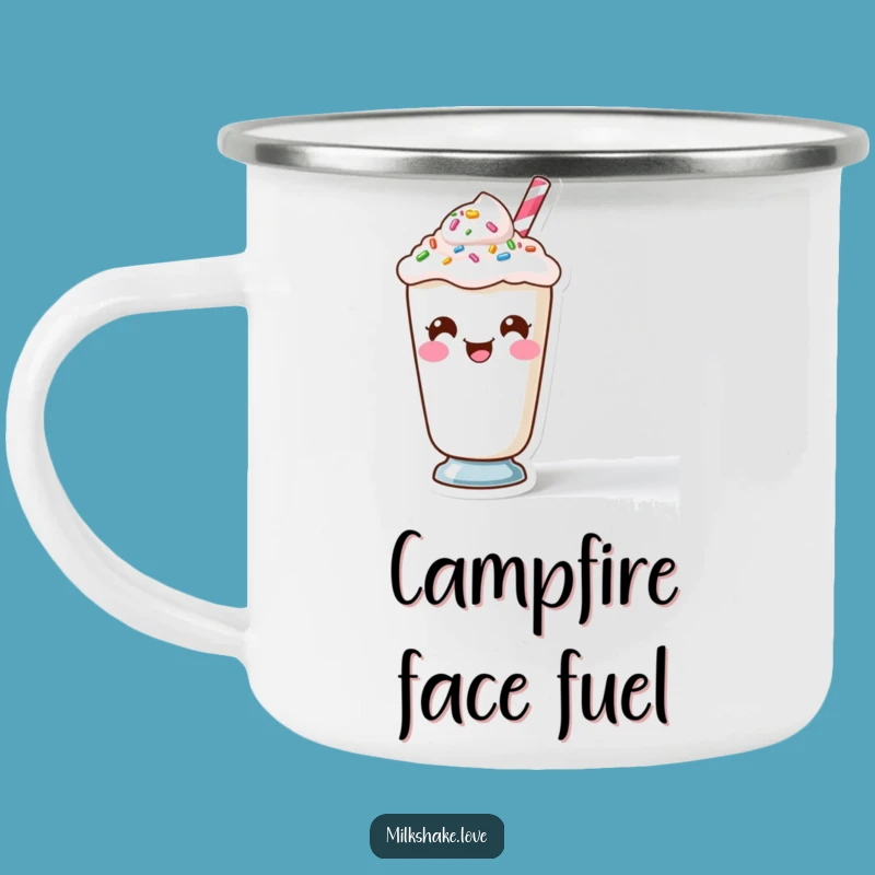 Funny Kawaii Milkshake Face Camping Mug - Outdoor Fun Gift