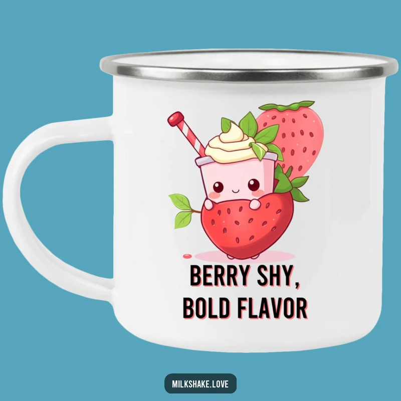 Funny Kawaii Milkshake Strawberry Camping Mug - Outdoor Fun Gift