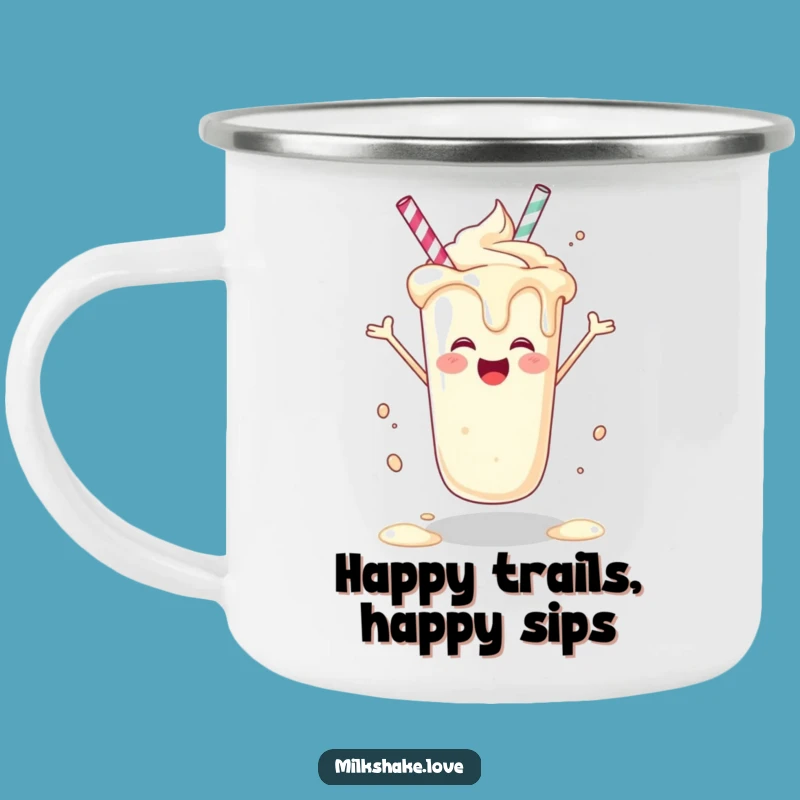 Funny Joyful Milkshake Camping Mug - Sip Happy on Every Adventure