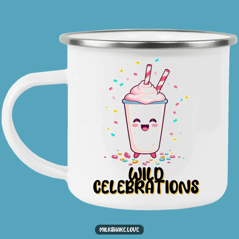 Funny Happy Milkshake Cup Confetti Camping Mug - Festive Adventures
