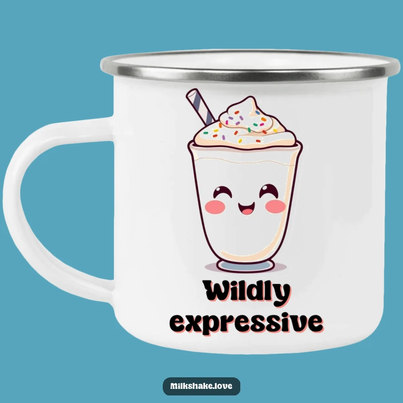 Funny Kawaii Milkshake Face Camping Mug - Hilarious Sips Outdoors