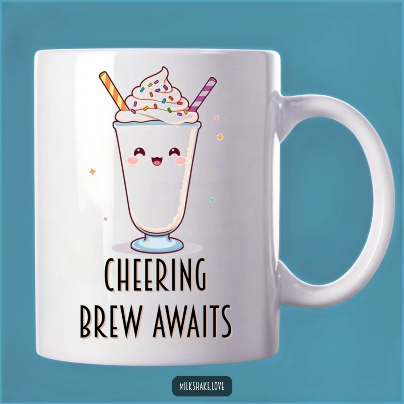 Funny Kawaii Cheering Milkshake Mug: Celebrate Every Sip!