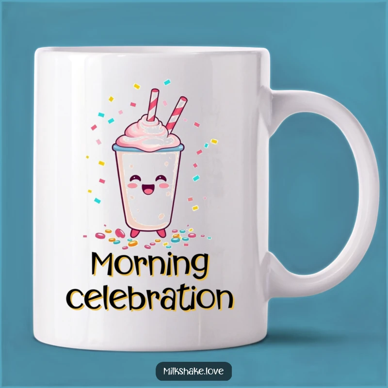 Funny Happy Milkshake Cup Confetti Mug - Festive Cartoon Celebration