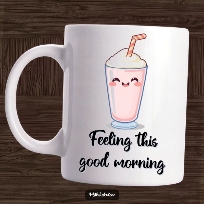 Funny Mug featuring a cheerful milkshake straw wiggling with delight, conveying a sense of pure, simple happiness.