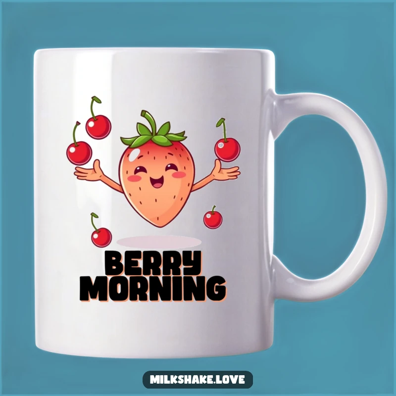 Funny Juggling Strawberry Mug: Joyful Fruit Toss, Perfect Gift