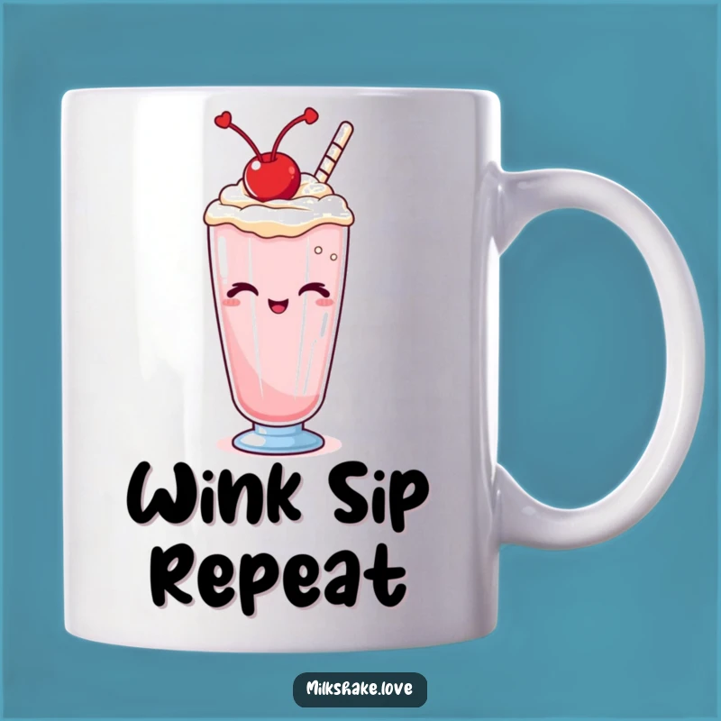 Funny Kawaii Winking Milkshake Mug: A Cheeky Sip for You