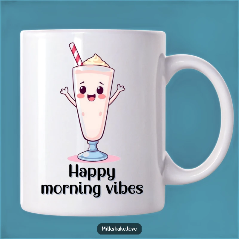 Funny Kawaii Milkshake Mug: Happy Dance Drinkware, Joyful Treat Gift for Sweet Lovers