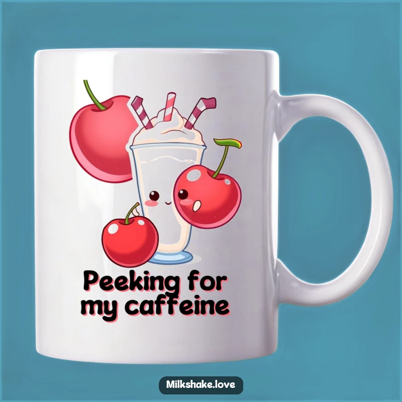 Funny Shy Milkshake Mug - Giant Cherry Hide-and-Seek Gift for Treat Lovers