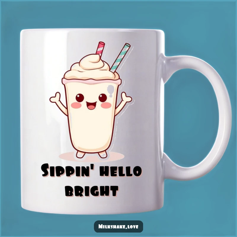 Funny Kawaii Milkshake Wave Mug: Hello Fun for a Cheerful Gift