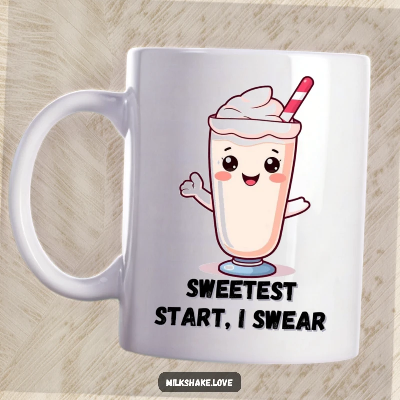 Funny Kawaii milkshake character with a sweet smile, peeking out from its glass, bringing joy.