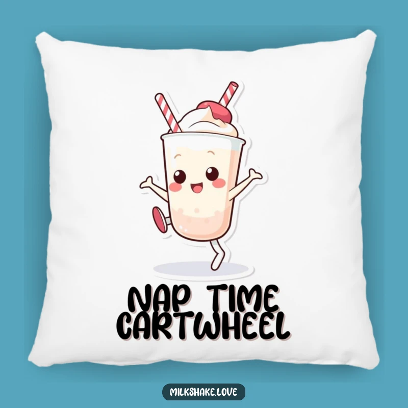 Cozy Funny Kawaii Milkshake Cartwheel Pillow: Huggable Comfort with Hilarious Cartoon Charm