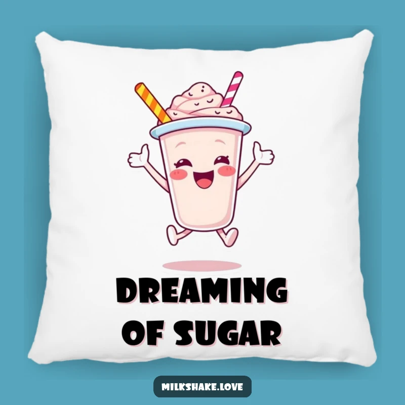 Funny Jubilant Milkshake Cup Leaping Pillow - Cozy Cartoon Accent