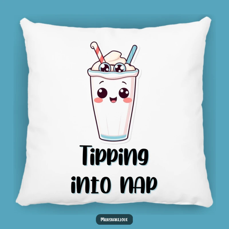 Funny Tipping Milkshake Pillow: Anthropomorphic Character with Silly Eyes - Cozy Gift!