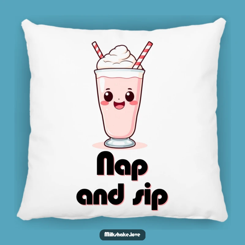 Funny Kawaii Milkshake Sip Pillow - Comfy Cushion for Happy Moments