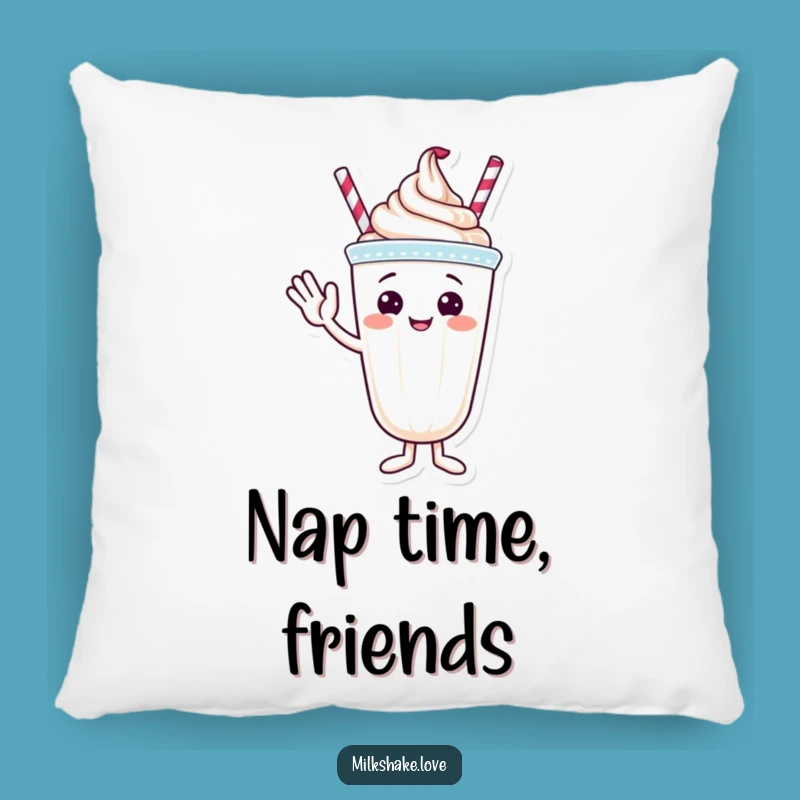 Funny Waving Milkshake Pillow - Cozy Greeting Decor, Cute Funny Gift