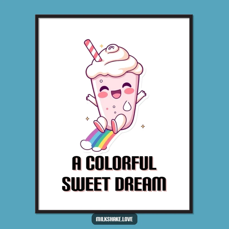 Funny Milkshake Rainbow Slide Digital Art Print: Instant Joy for Your Walls