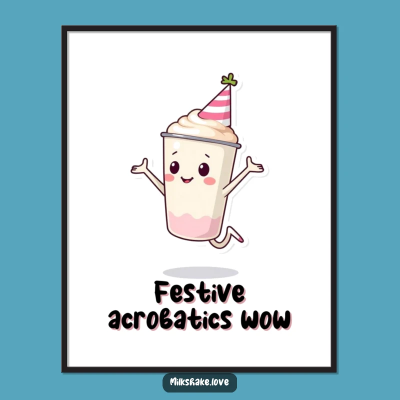 Funny Milkshake Cup Party Digital Art: Instant Festive Decor!