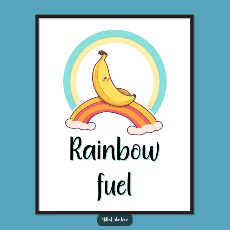 Funny Banana Rainbow Slide Digital Art: Instant Joyful Decor for Your Walls