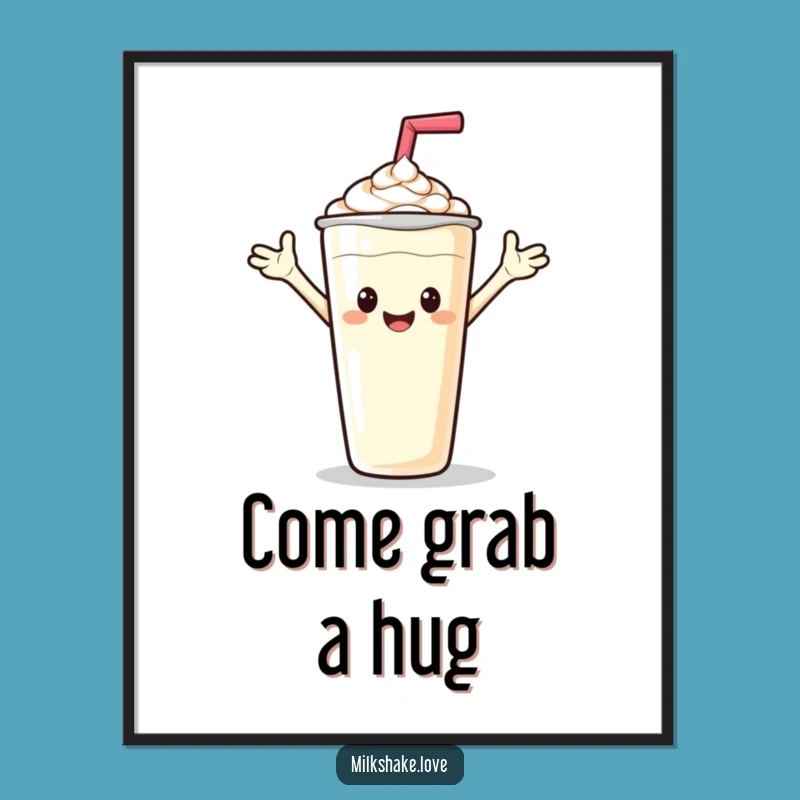 Funny Friendly Milkshake Digital Print - Waving Hello Art for Instant Cheer