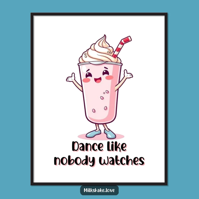 Funny Kawaii Milkshake Dancing Digital Art - Joyful Wall Decor
