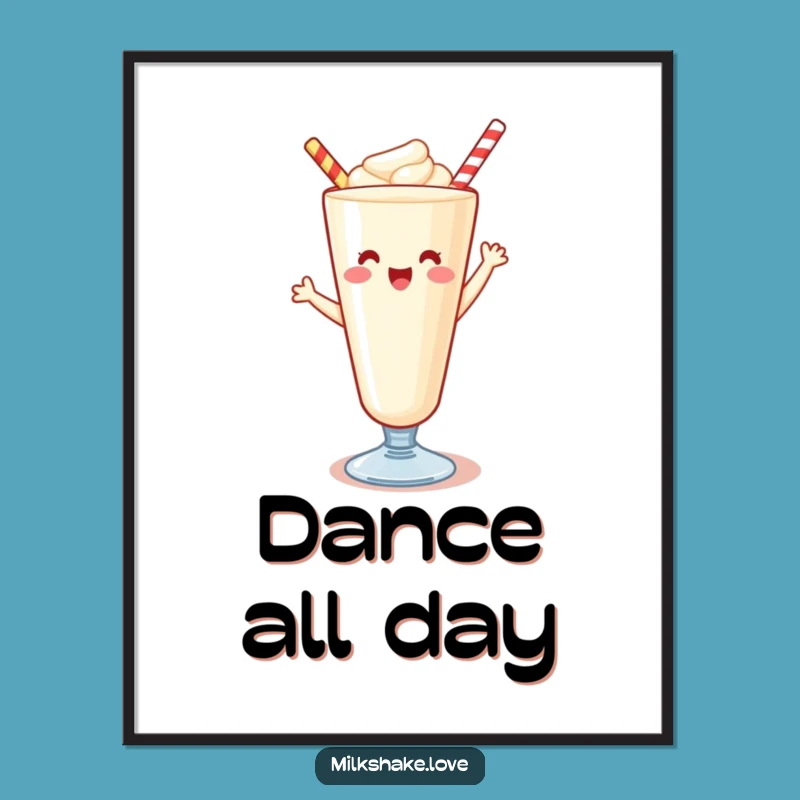 Funny Kawaii Milkshake Digital Art: Instant Joy with a Happy Dance