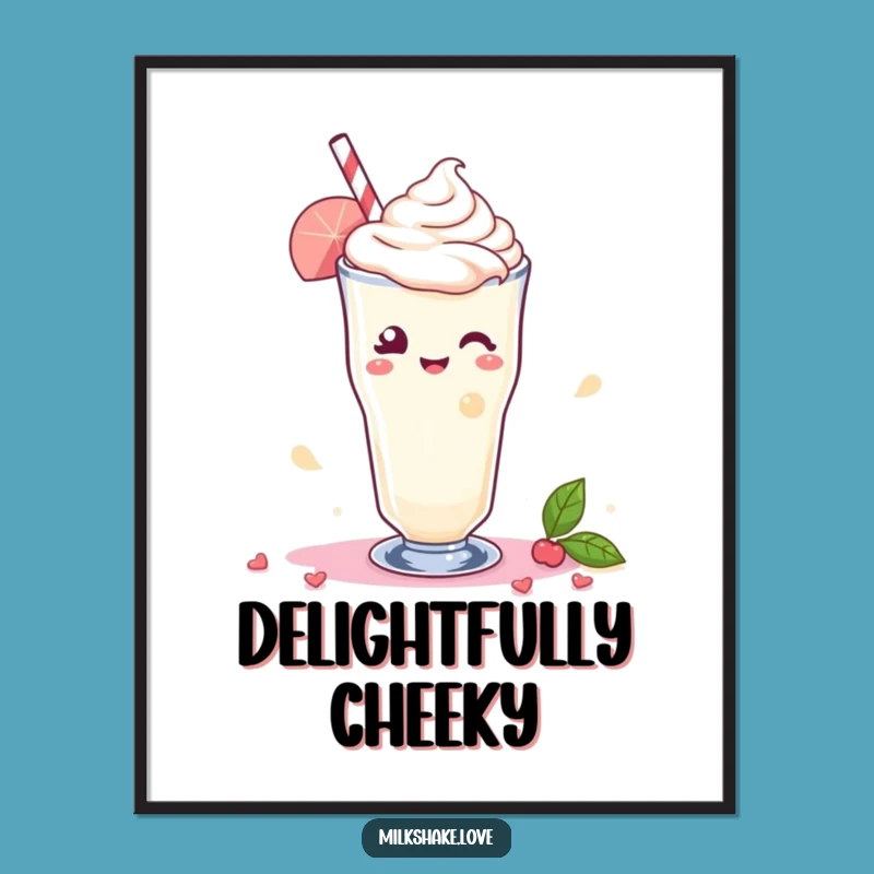 Funny Kawaii Milkshake Digital Art: Winking Swirl Graphic, Perfect Charming Gift