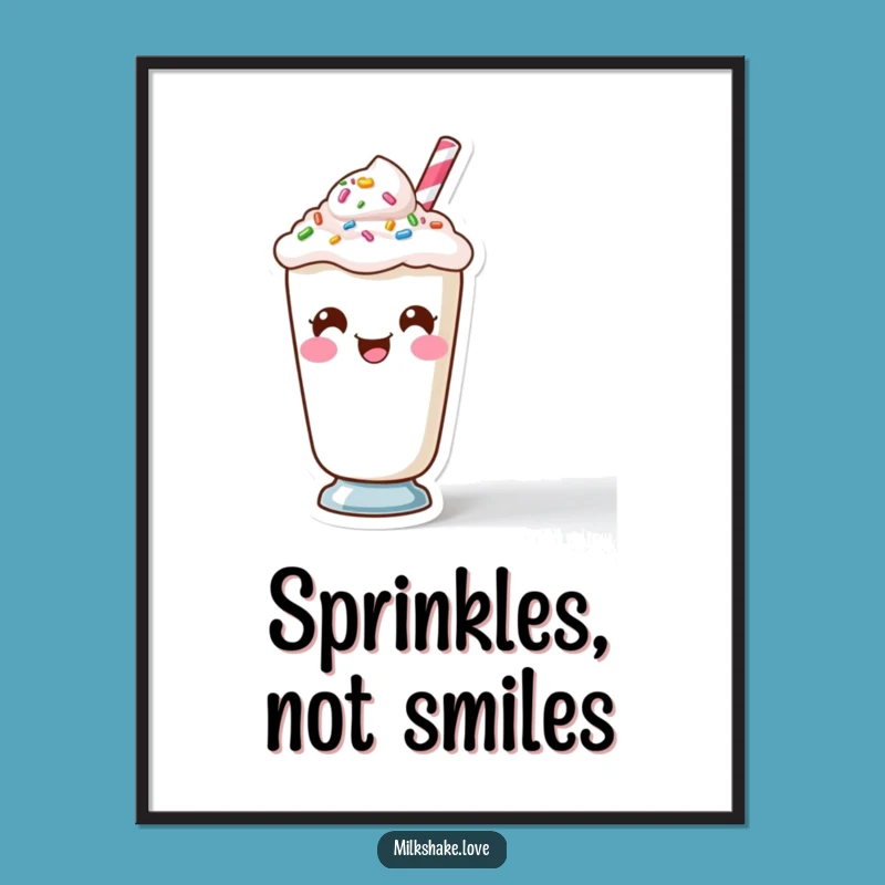Funny Kawaii Milkshake Face Digital Art - Instant Laugh Gift