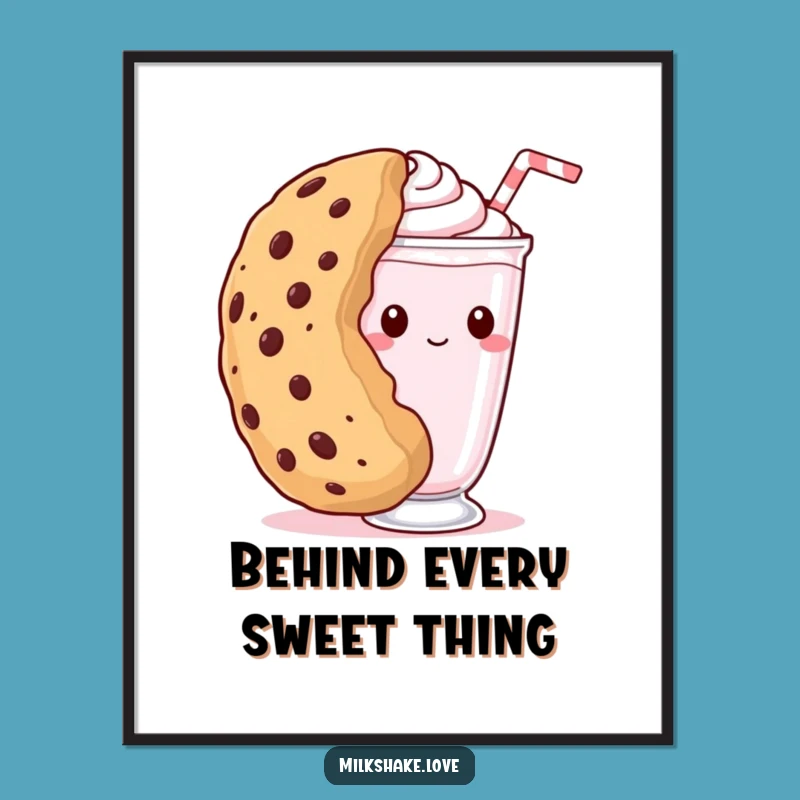 Funny Shy Milkshake Digital Art - Cookie Peek Print