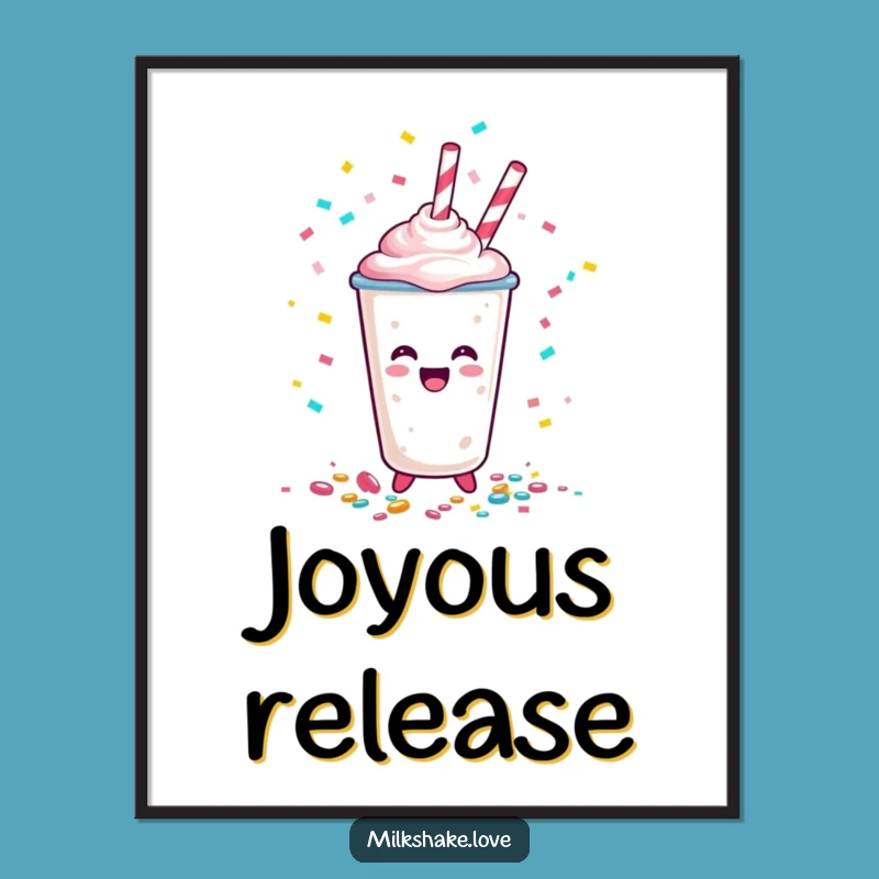 Funny Happy Milkshake Cup Confetti Digital Art - Instant Festive Decor