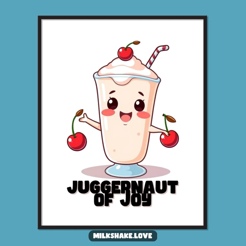 Funny Juggling Milkshake Digital Art: Cherry Skill - Instant Fun - Perfect Funny Gift!