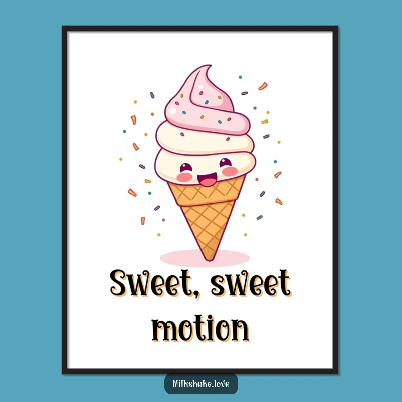 Funny Ice Cream Cone Digital Art: Happy Spinning Decor for Cheerful Spaces