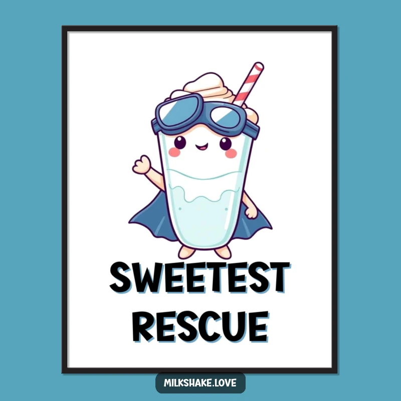 Funny Kawaii Superhero Milkshake Digital Art: Instant Heroic Decor - Hilarious Gift