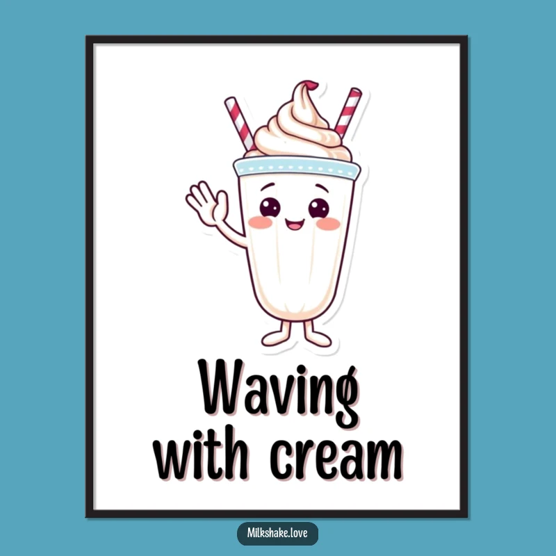Funny Waving Milkshake Digital Art - Instant Cheerful Decor, Ultimate Funny Gift
