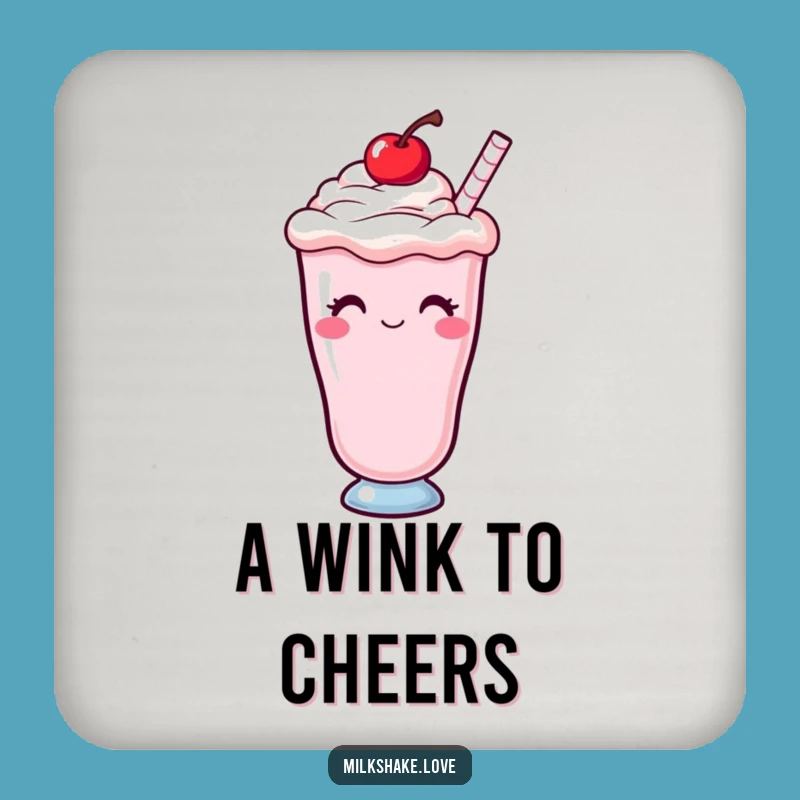 Funny Kawaii Milkshake Coaster Set: Winking Cherry Drink Protector, Sweet Gift